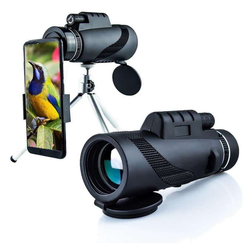 IPRee® Monocular 40x60 HD Telescópio óptico de BAK4 2000T Visão noturna diurna 1500m / 9500m + Tripé + Clip para telefone