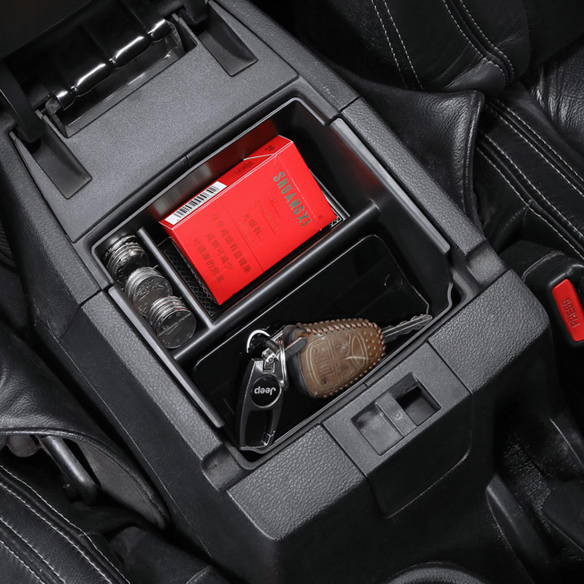 

Armrest Car Storage Box Central Console Tray Box Card Phone Holder For Jeep Wrangler JK 2011-2017