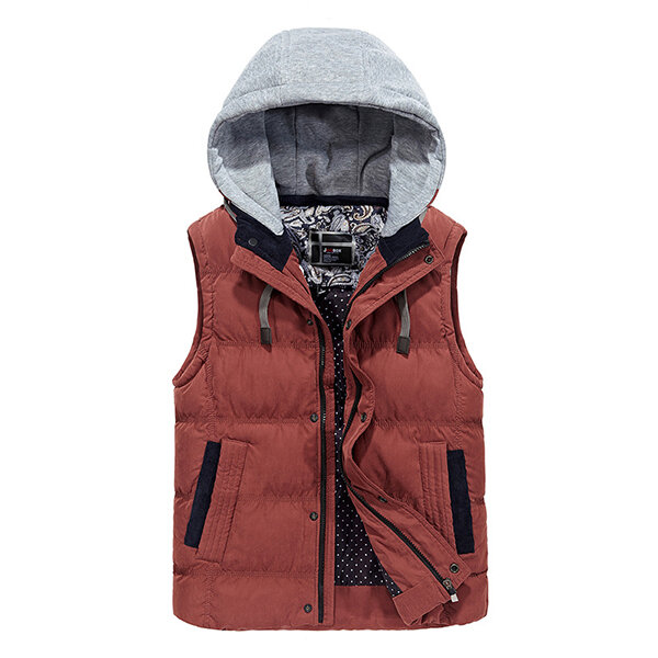 Patchwork color hood warm vests Sale - Banggood.com
