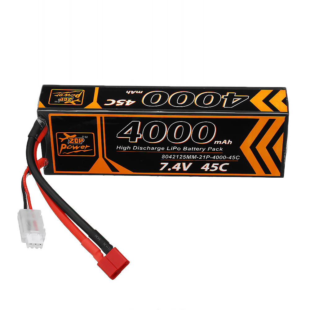 

ZOP Power 7.4V 4000mAh 45C 2S Lipo Battery T Plug for HPI HSP 1/8 1/10 Buggy RC Car