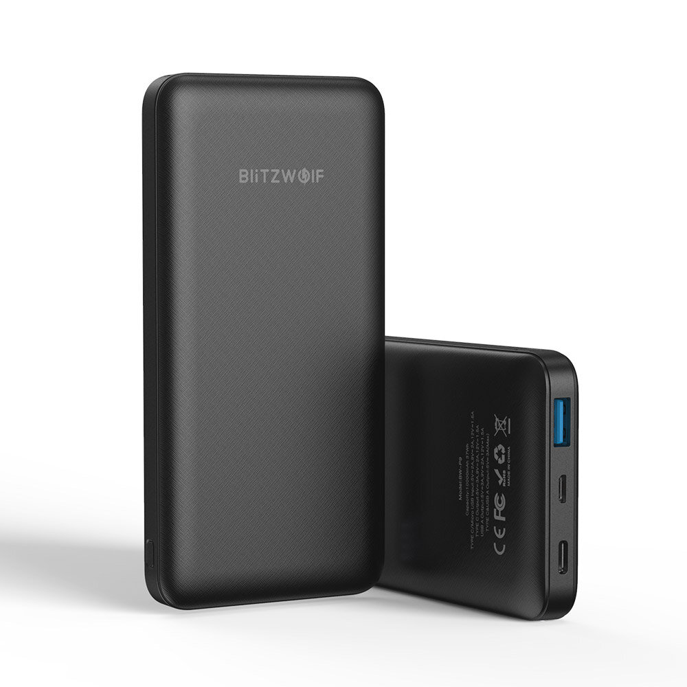 BlitzWolf BW－P9 10000mAh 18W QC3.0 PD3.0 Type－c ＋ USB Ports Power Bank with Fast Charging Dual Input and Output － Black