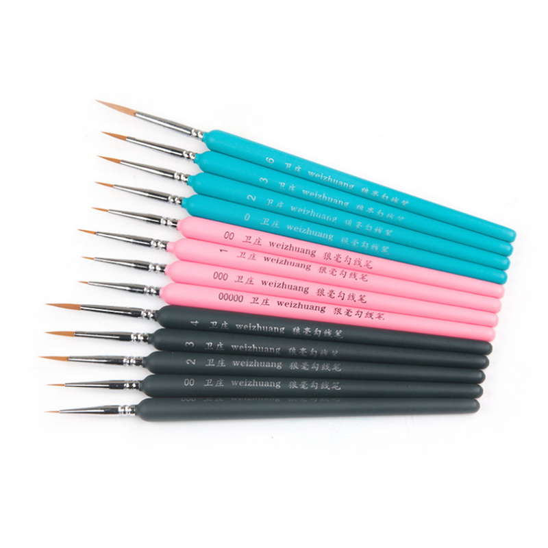 10 PCS 00 Hook Line Pen Watercolor Soft Hair Painting Brush for Acrylic Painting