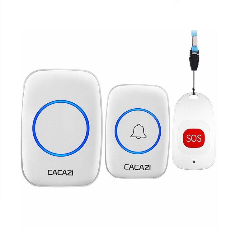 CACAZI C10 Smart Home Wireless Pager Doorbell Old Man Emergency Alarm 80m Remote Call Bell 1 Button 1 Pager 1 Receiver
