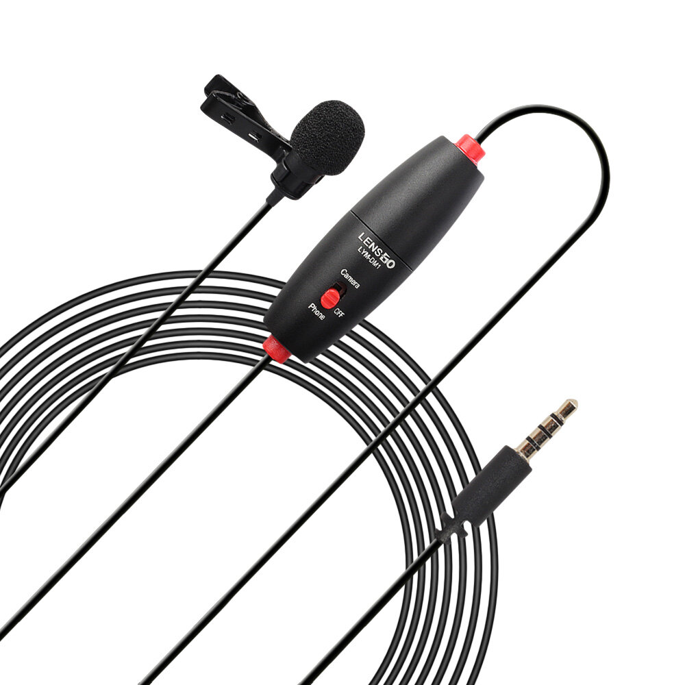 

LENSGO LYM-DM1 Omni-directional Lavalier Video Condenser Microphone with 6m Cable for DSLR Camera Camcorder Smartphone