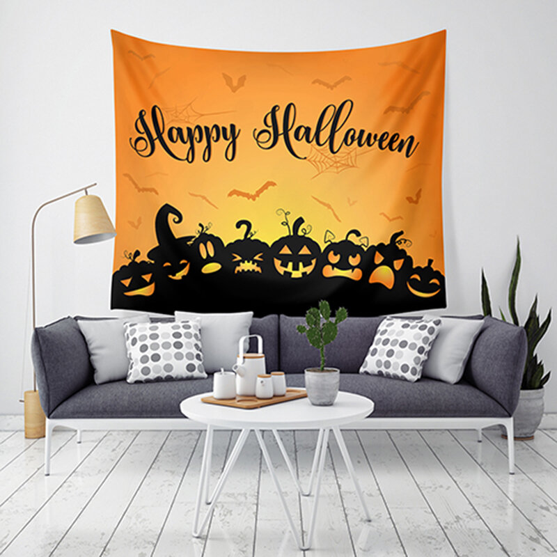 LWG6 Halloween-wandtapijt Pompoenprint Hangende wandtapijten Wall Art Home Decor Halloween-decoratie