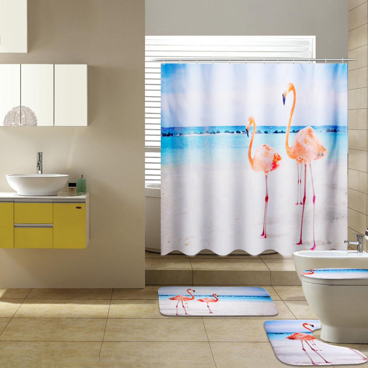 Mat Shower Curtain Bath, 4 Piece Bathroom Rug Set With Shower Curtain