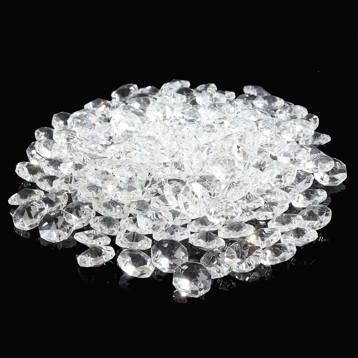 200PCS Clear Crystal Glass Chandelier Part Prisms Octagonal Beads Decor 14MM 
