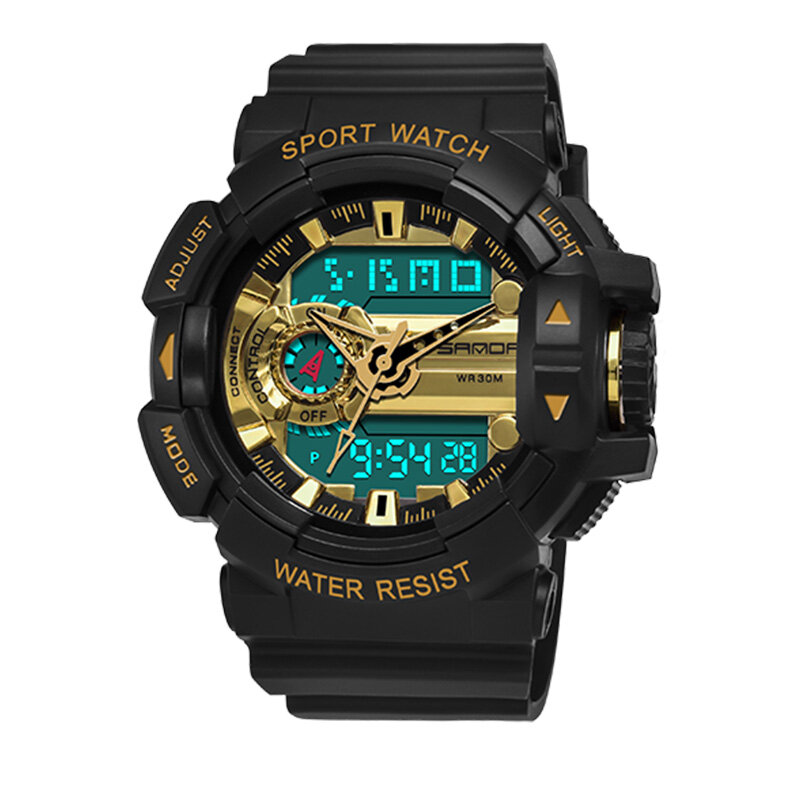 SANDA 599 Lichtgevend display Candar Stopwatch Herenmode Sporthorloge Digitaal horloge met dubbele d