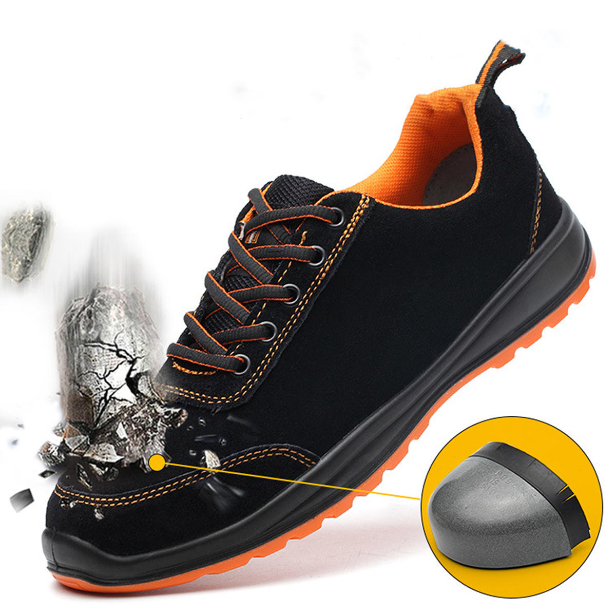 Tengoo calçados de segurança dos homens sapatilhas de trabalho do dedo do pé de aço antiderrapante à prova d 'água respirável caminhadas escalada tênis 