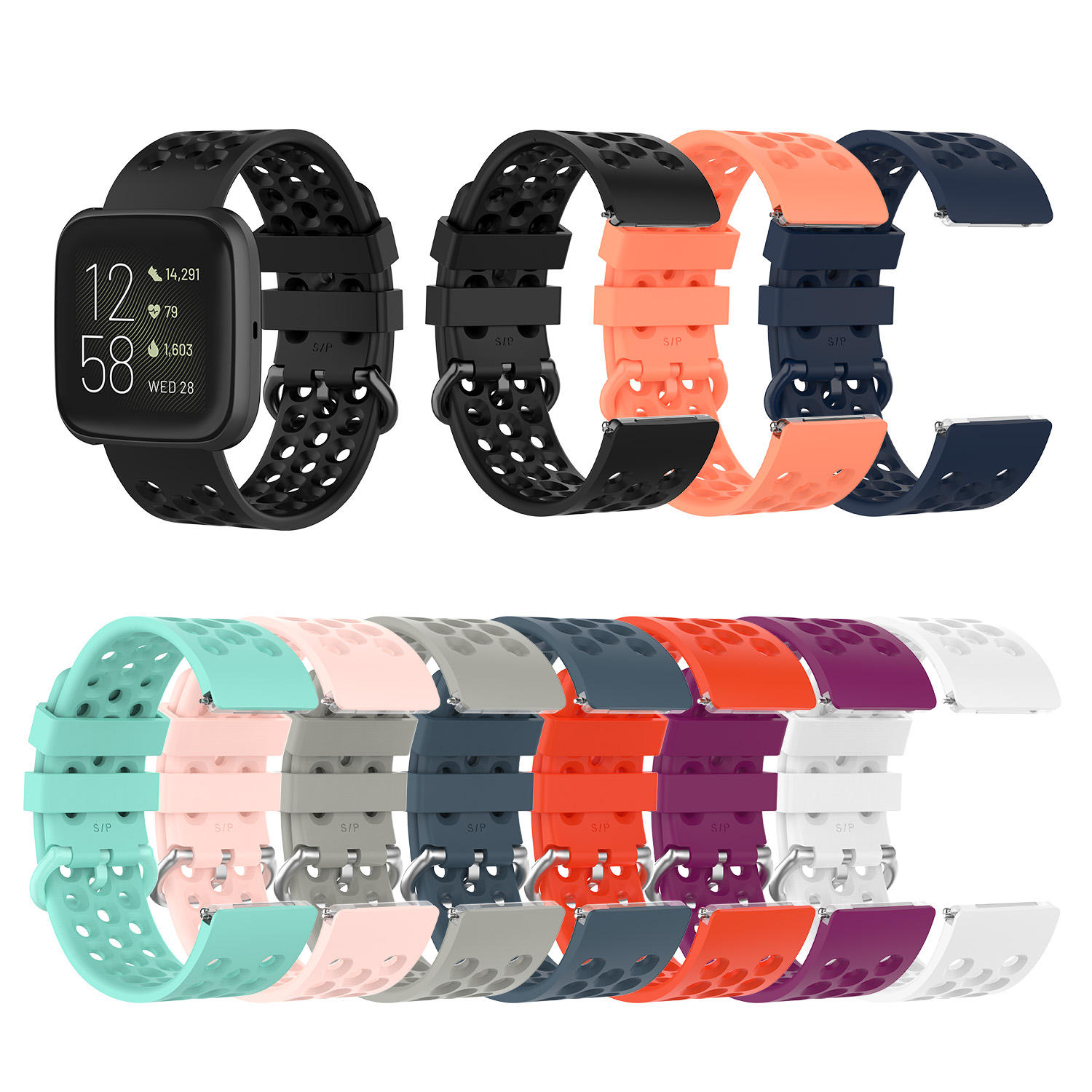 Bakeey 23 mm horlogeband voor Fitbit Versa 2 met hoofdnerf fit naadloos sport smartwatch