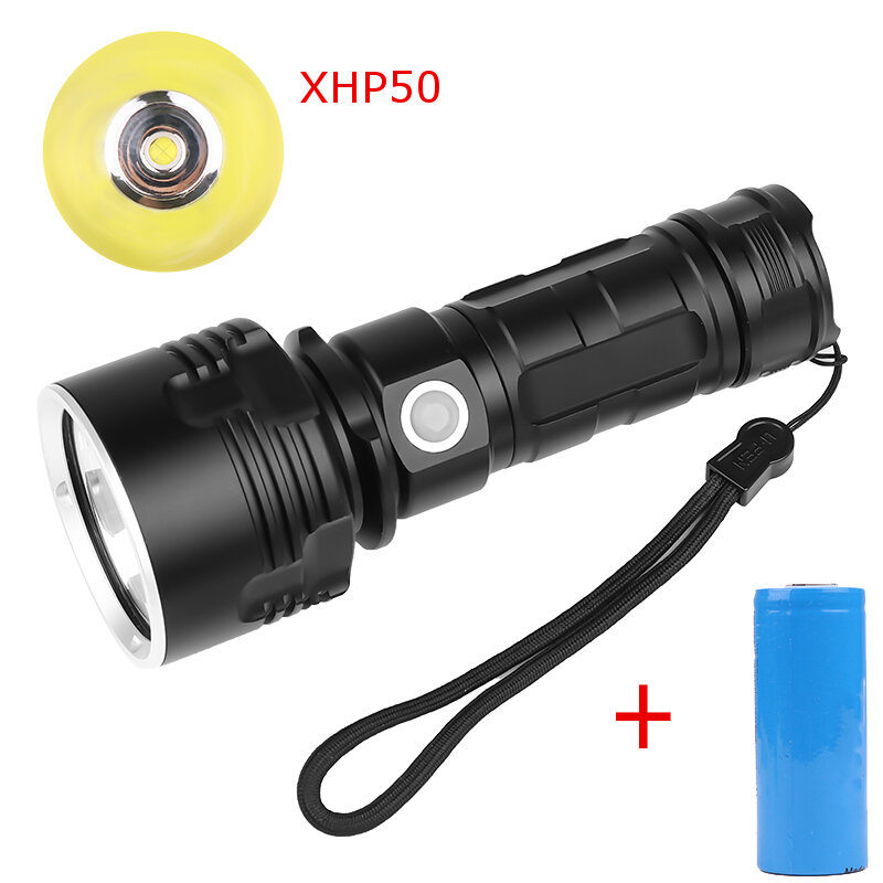 

XANES XHP50 L2 3Modes 1500Lumens Super Bright Flashlight LED Flashlight Suit USB Rechargeable with Flashlight 26650 Flas