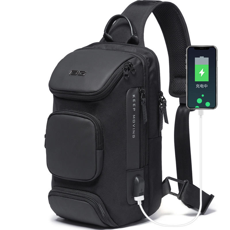 ΚΡΑΝΗ BG-7086 8L Ανδρική τσάντα με θήκη USB Θύρα φόρτισης Ύφασμα της Οξφόρδης Chest Shoulder Crossbody Bag Ύφασμα της Οξφόρδης Multipurpose Travel Rucksack