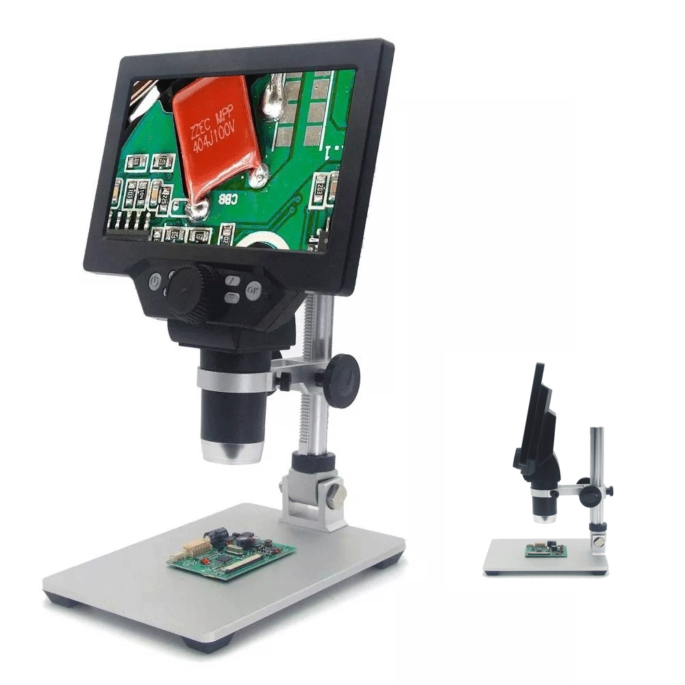MUSTOOL G1200 Digital Microscope 12MP 7 Inch Large Color Screen Large Base LCD Display 1-1200X Continuous Amplification Magnifier with Aluminum Alloy Stand Built-in Lithium Battery Version