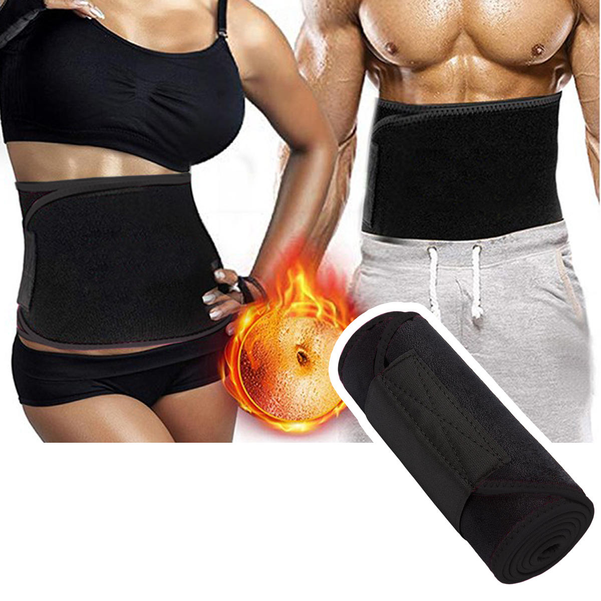 KALOAD Sports Fitness Body Shaping Waist Belt Elastic Pressure Straining Waist Support - Black