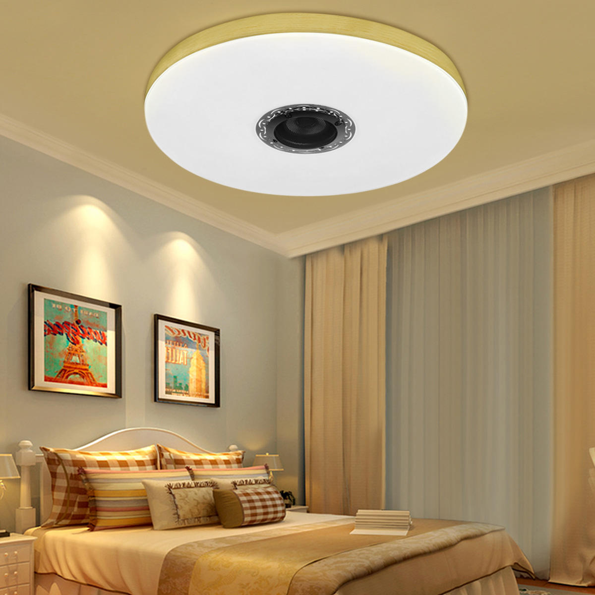 60W Dimmable LED RGBW bluetooth Music Speaker Ceiling Light APP Remote Bedroom