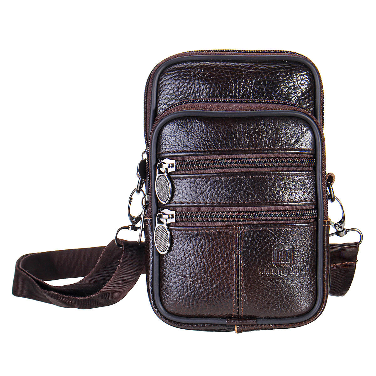7inch Men Leather Waist Bag Multifunctional Crossbody Messenger Bag Phone Holder Pouch 
