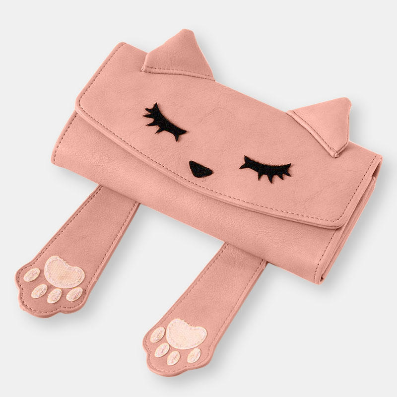 Women Fashion Cute Cat Small Handbag Long Wallet Purse