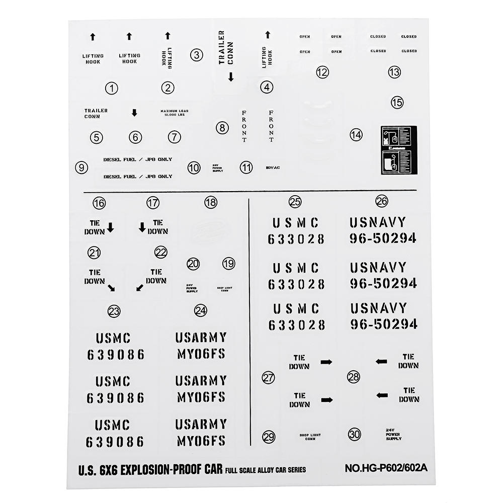 

HG P602 1/12 RC Car Model Spare Parts DIY Stickers Decals Sheet for Body Accessory