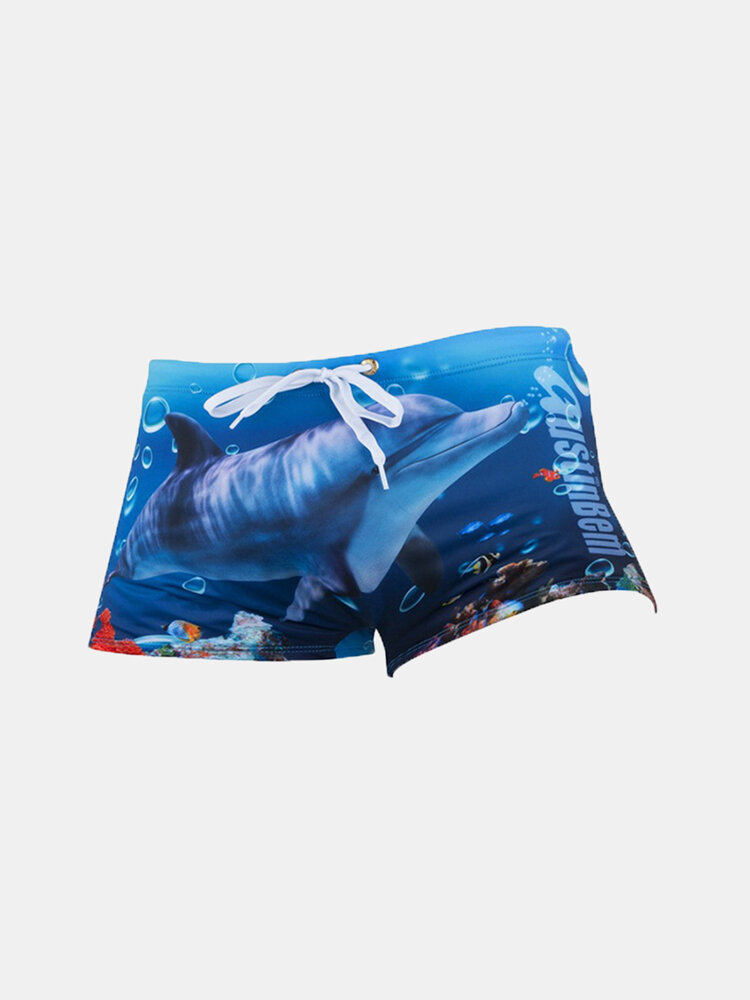 

Printing Boxer Drawstring Water Repellent Swimming Trunks