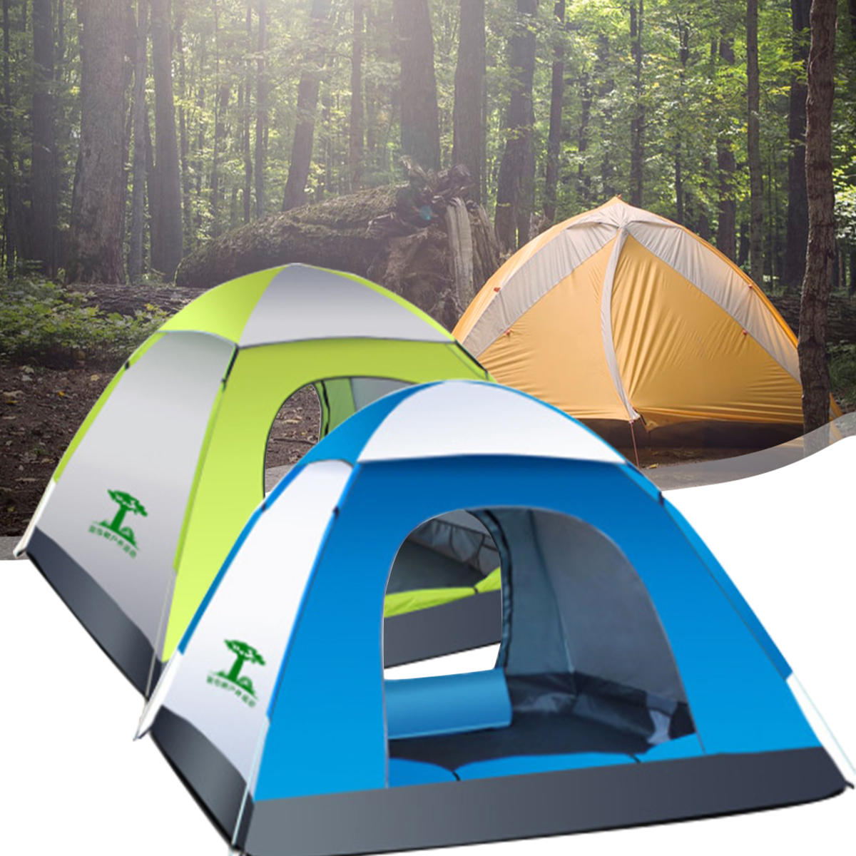 Tente automatique imperméable pour 3-4 personnes pour le camping en plein air, en tissu Oxford 210D, tente de plage de voyage.