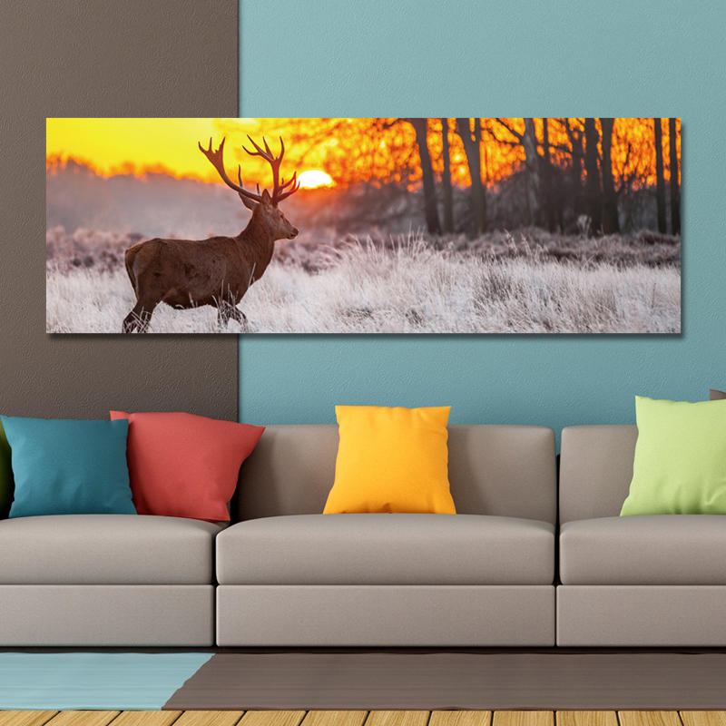 

DYC 10677 Single Spray Oil Paintings Forest Sunrise Wild Deer Scenery For Home Decoration Paintings Wall Art