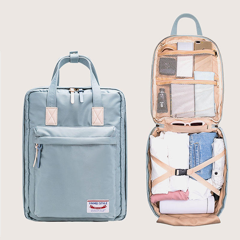 Women Nylon Waterproof Multifunction Casual Backpack Large Capacity Casual Travel Bag