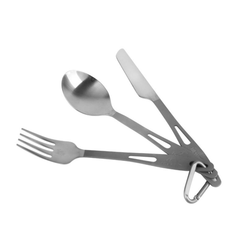 TOAKS SLV-02 3Pcs / set al aire libre Cortador de tenedor de cuchara de sopa de titanio cámping Vajilla de picnic