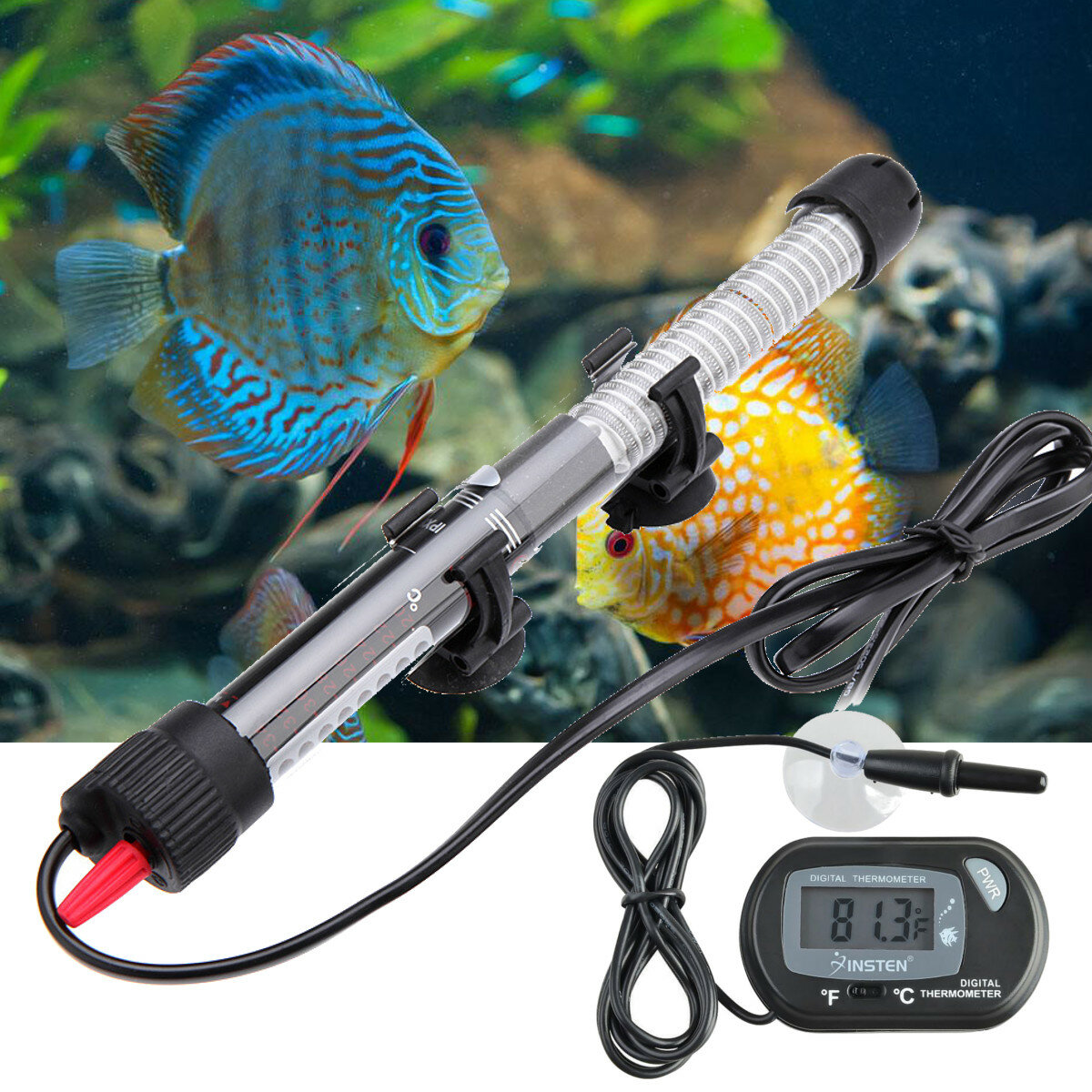 100200300W Aquarium Submersible Water Heater Rod Fish Tank Heater LCD Screen