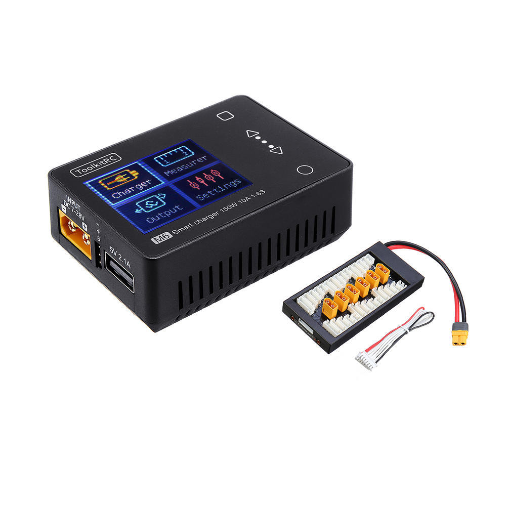 ToolkitRC M6 MINI 150W 10A Smart Battery Charger Black with XT60 Charger Board for 2-6S Lipo Battery