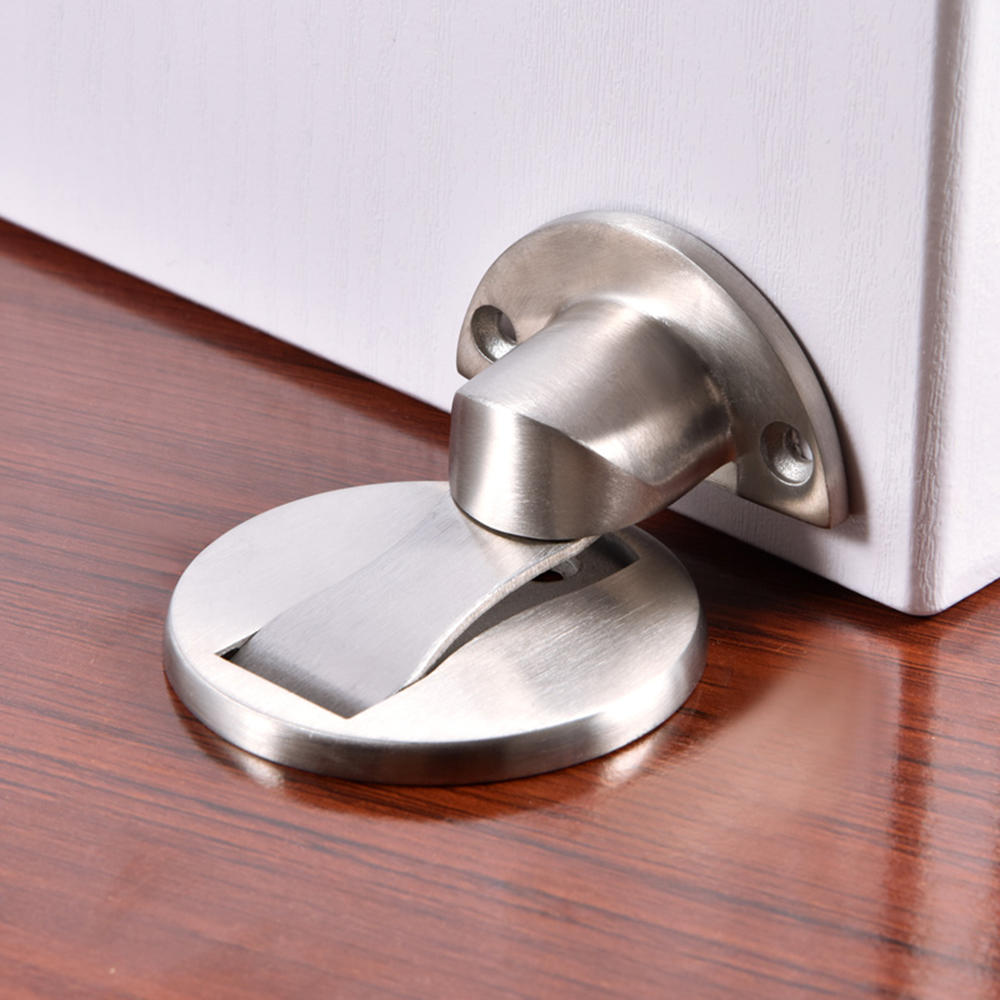 Heavy Duty Zinc Alloy Magnetic Door Stopper Hidden Floor Mount Door Catch Free Punching Door Holder 