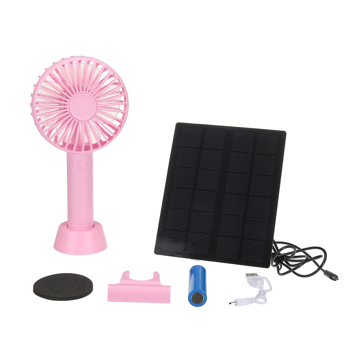 

2.5W Solar Panel Portable Charging Fan Rechargable Fan 3 Speed Traveling Colling System Kit
