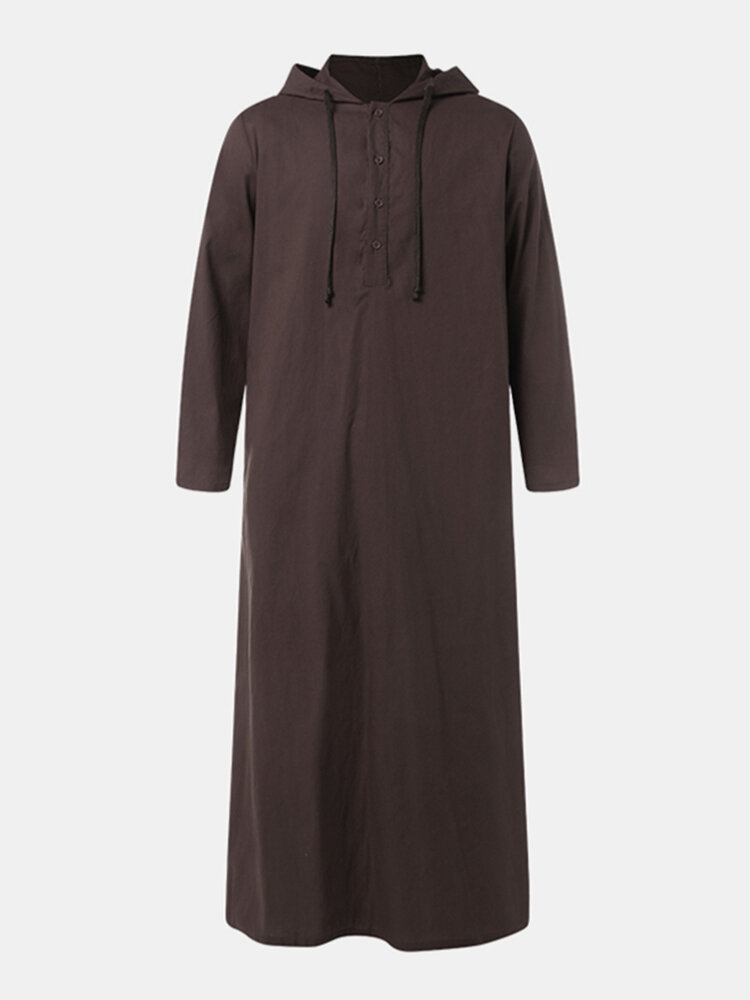 Heren vintage lange tuniek stijl shirts losse katoenen kaftan jurk tops