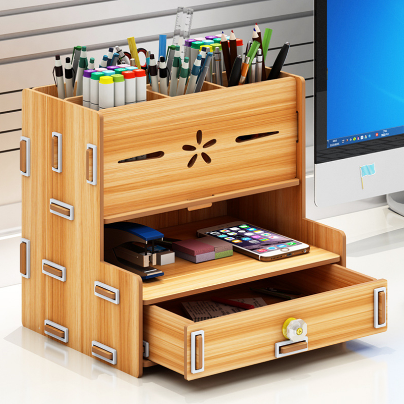 Multifunctional storage box desk personalized decoration wooden desktop ...