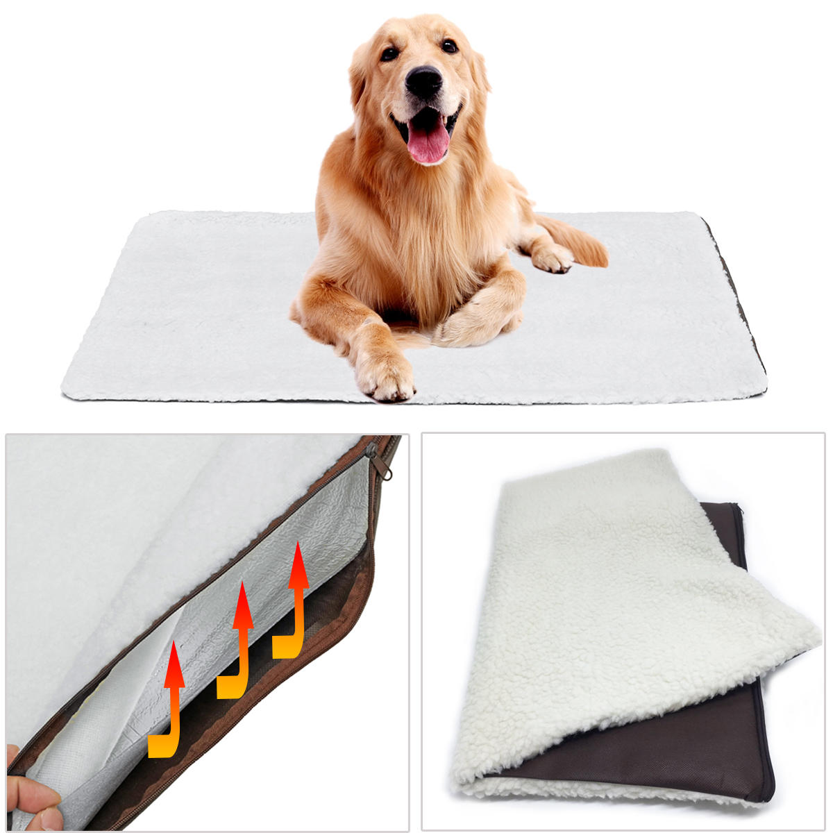 Large self heating dog bed fleece mat soft warm pet cat rug thermal washable pad Sale