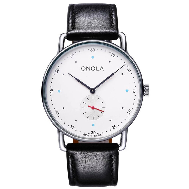 ONOLA ON3806 Creative Point Simple Dial Herenmode Nylon Lederen band quartz horloge