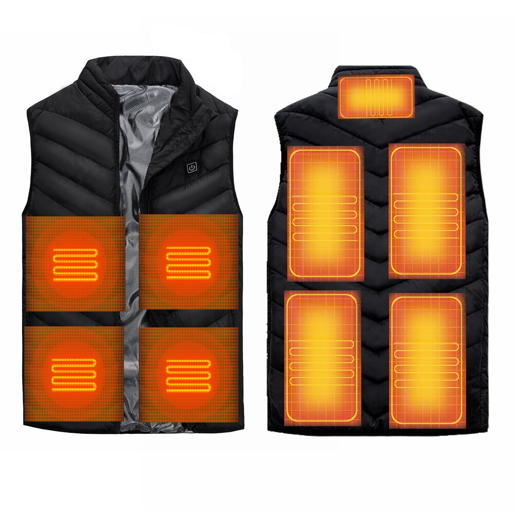 9 Heating Pads USB Electric Heated Vest Jacket Warm Body Warmer Pad Winter Thermal