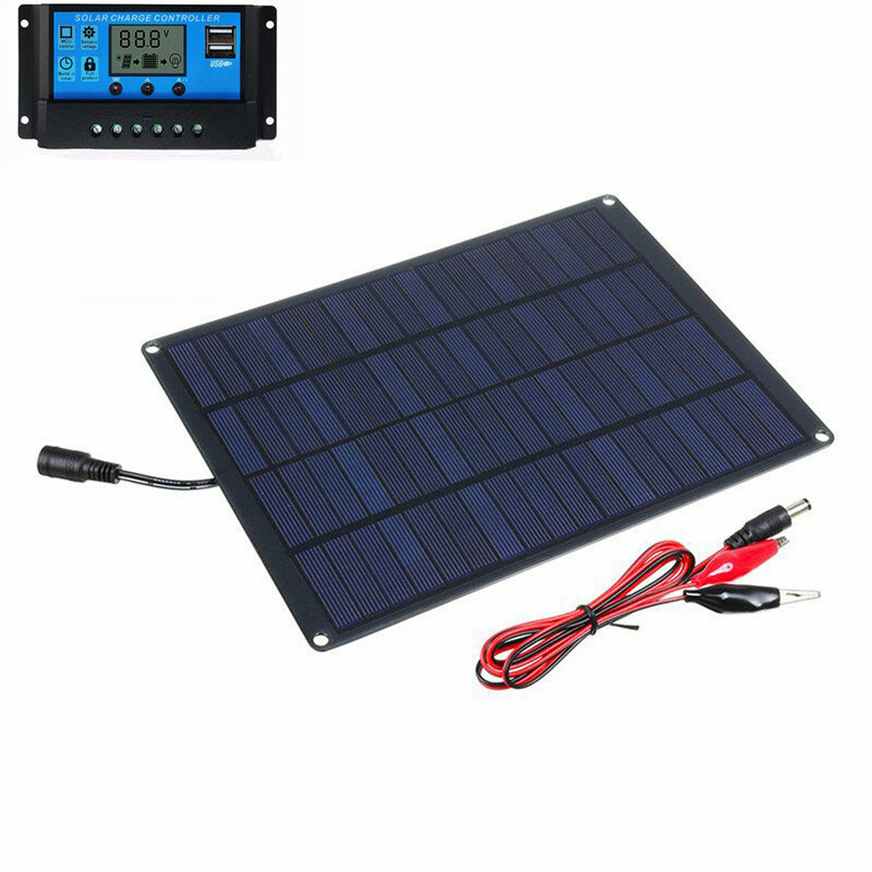 

5.5W 12V Monocrystalline Silicon Solar Panel + 10A Solar Charge Controller Set for Battery Charge