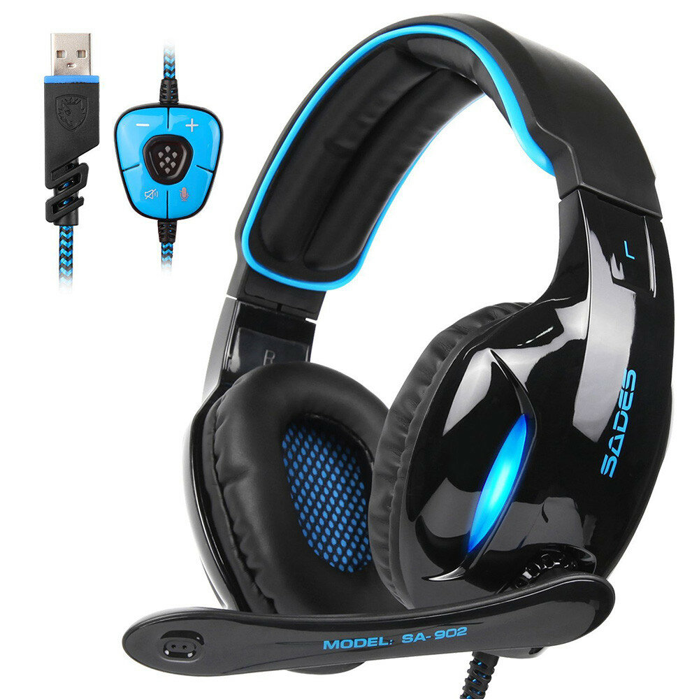 

SADES SA-902 7.1 Channel Virtual Surround Stereo Bass LED Light Gaming Headphone with Mic for Computer PC Gamer