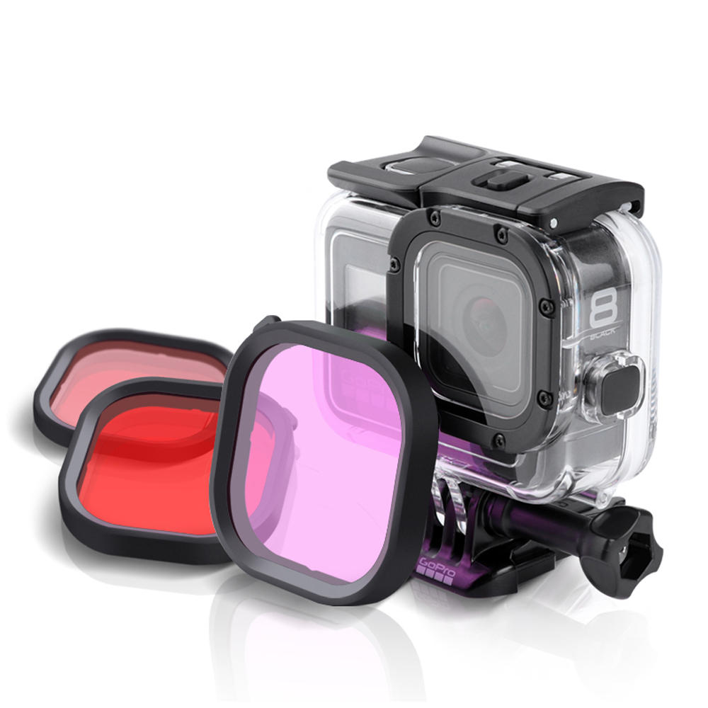 Duiklensfilter Rood / Roze / Paars Voor GoPro Hero 8 FPV-actiecamera Compatibele originele waterdich