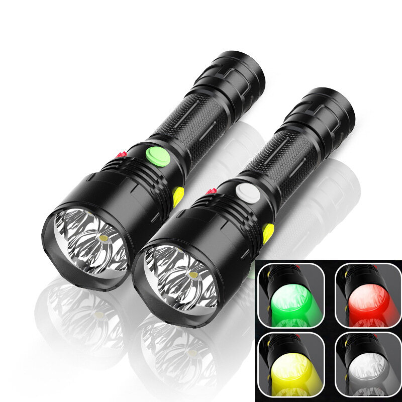 XANES 4 Kleuren Licht 9 Modi LED Zaklamp Spoorwegsignaallamp Zaklamp Outdoor Multifunctionele Waterd