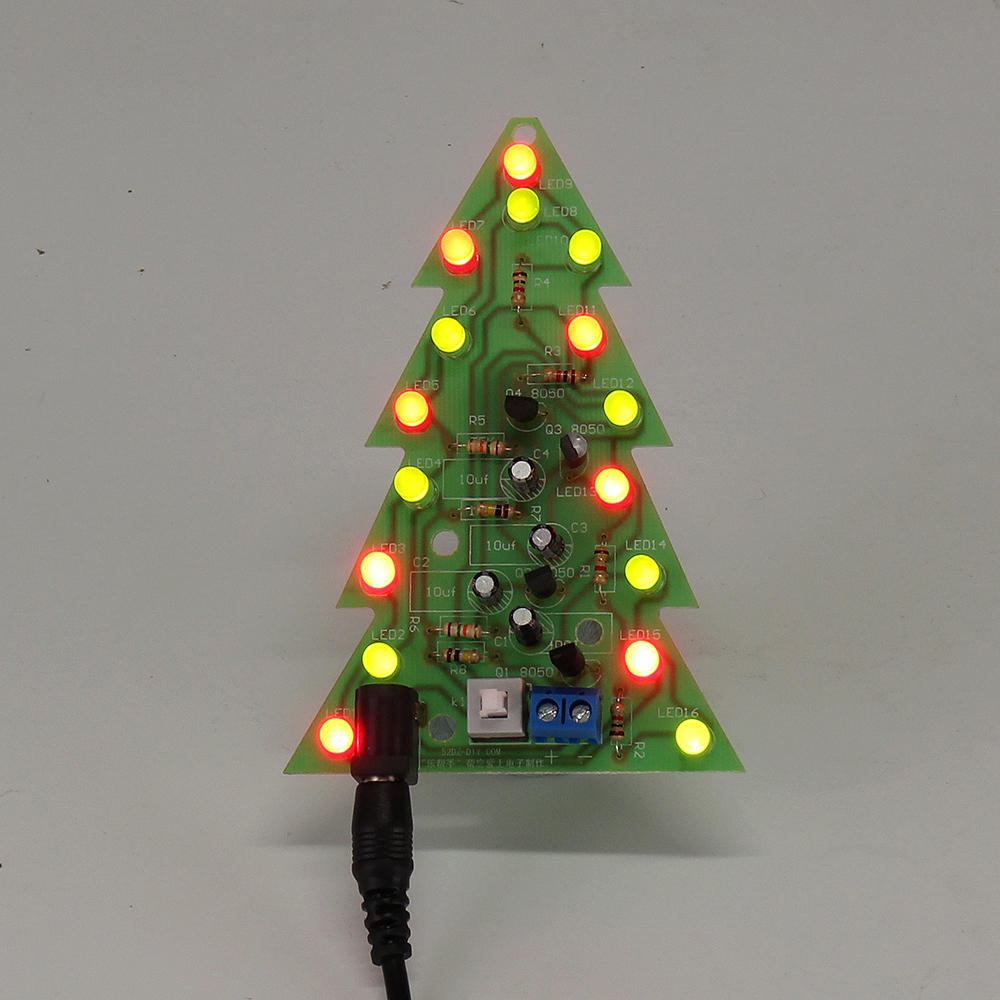 Venda Árvore de Natal montada 16 LED Cor Luz Eletrônica PCB Decoração Árvore  Criança - Banggood Brasil