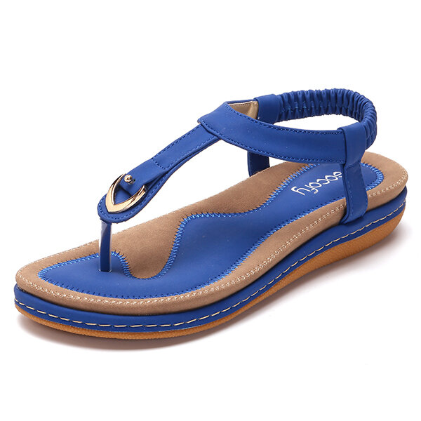 47% OFF on Women Comfortable Clip Toe Elastic Lightweight Slip On Summer Beach Flat Sandals