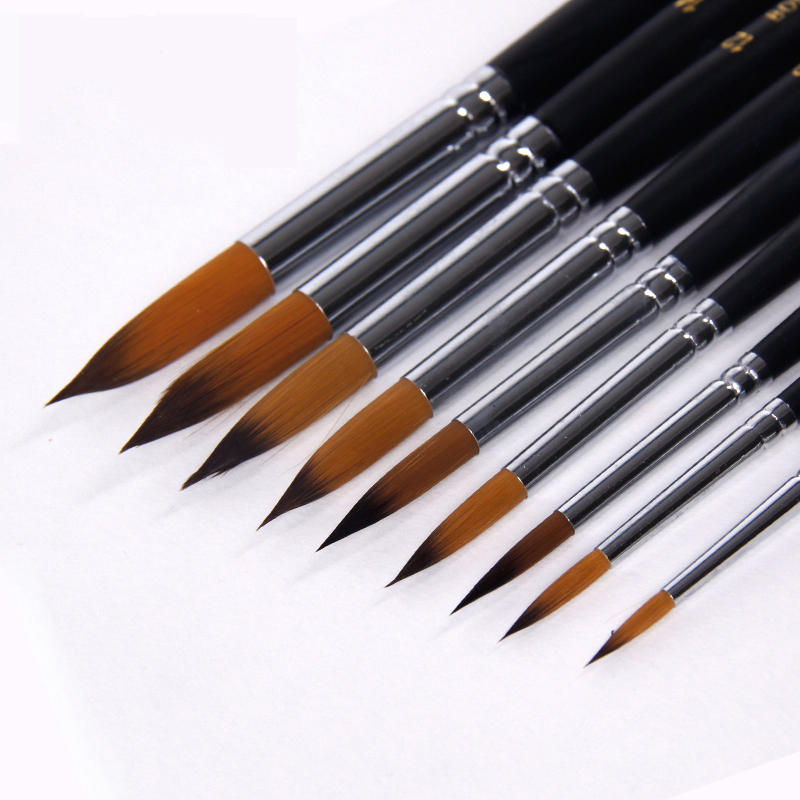 

BGLN 804 9 Pcs/set Long Handle Nylon Hair Watercolor Paint Brushes Gouache Acrylic Painting Brush Pens School Students A