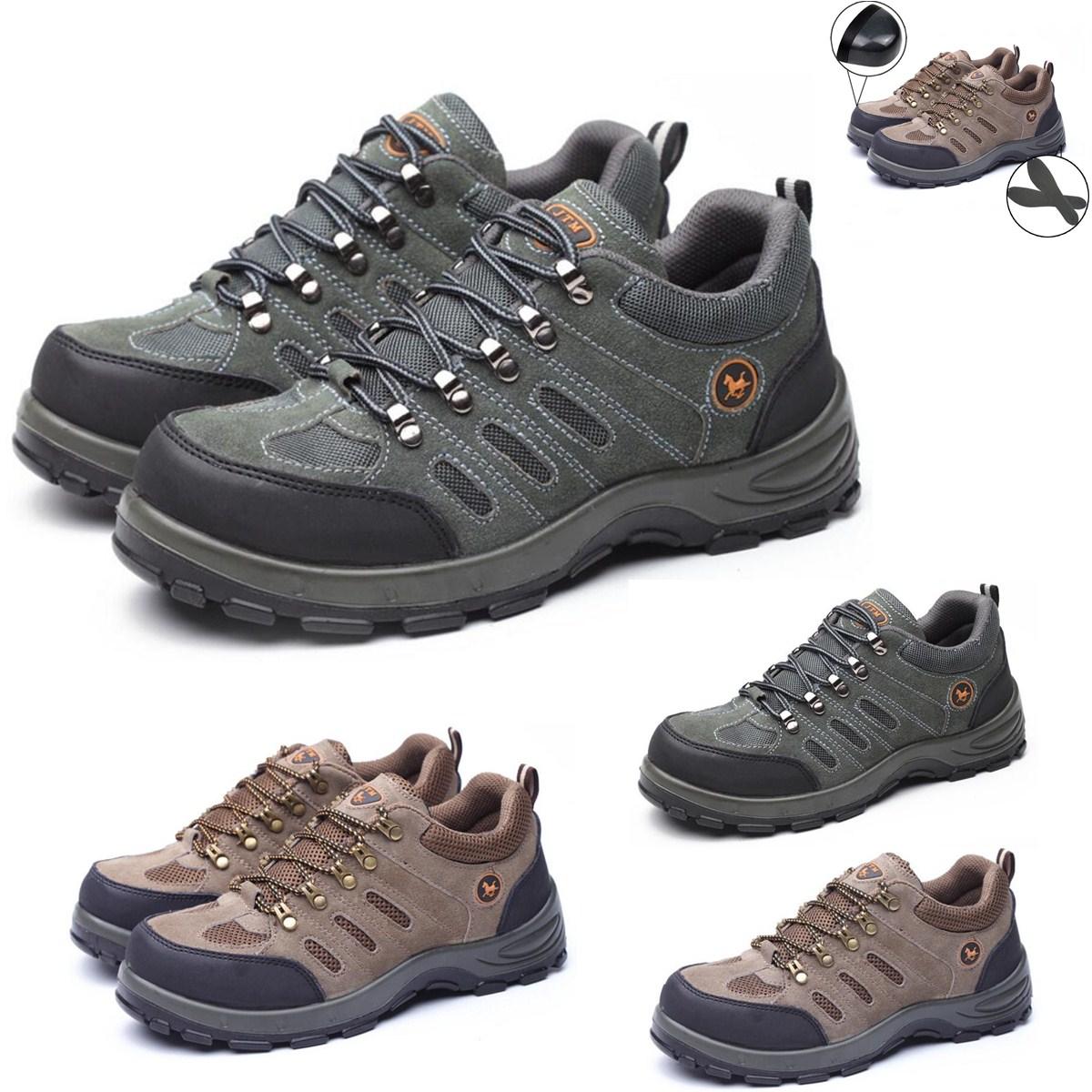 Zapatos de seguridad para hombre TENGOO, con punta de acero, transpirables, para escalada, senderismo y trabajo al aire libre.
