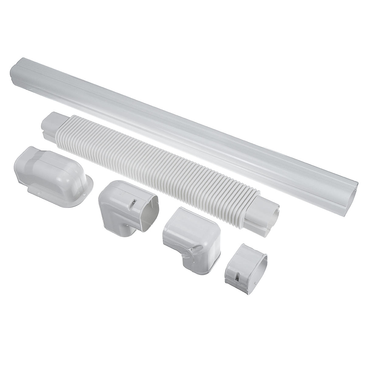 Airconditioning PVC Decoratieve buis Platte bocht Soft Slangkanaal Sleufbuizen Systeemleidingen Fittingen