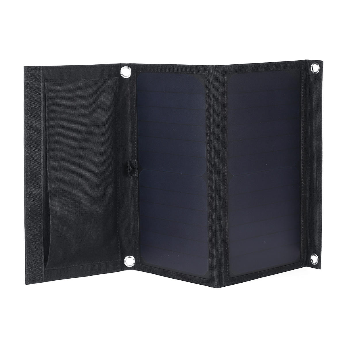 30W 5V Foldable Black Solar Panel Power Bank Pack with Dual USB for Camping Hiking