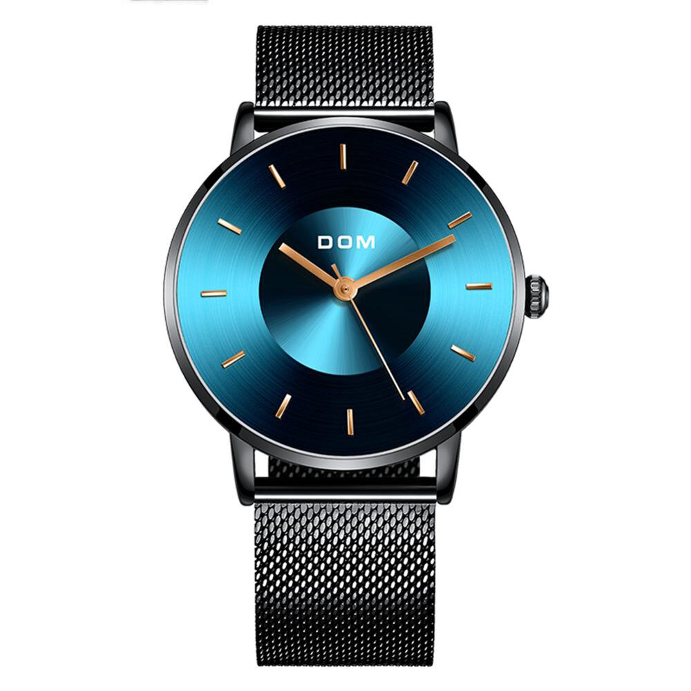 DOM M-1289BK Fashion Men Watch Light Luxury Slim Dial Waterproof Quartz Watch