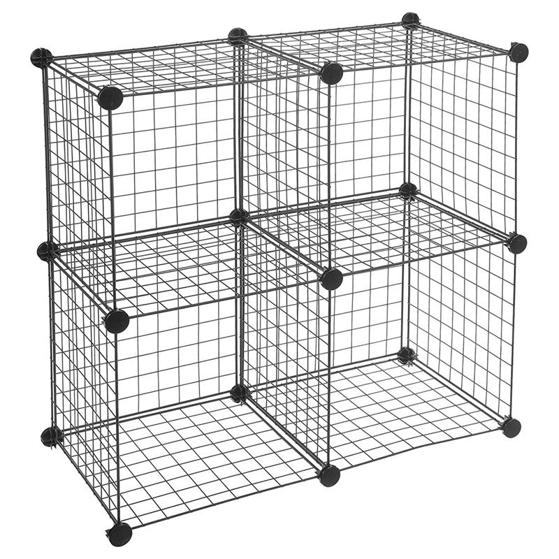 4 Cube Storage Shelves Closet Organizer, Cube Grid Wire Storage Shelves White