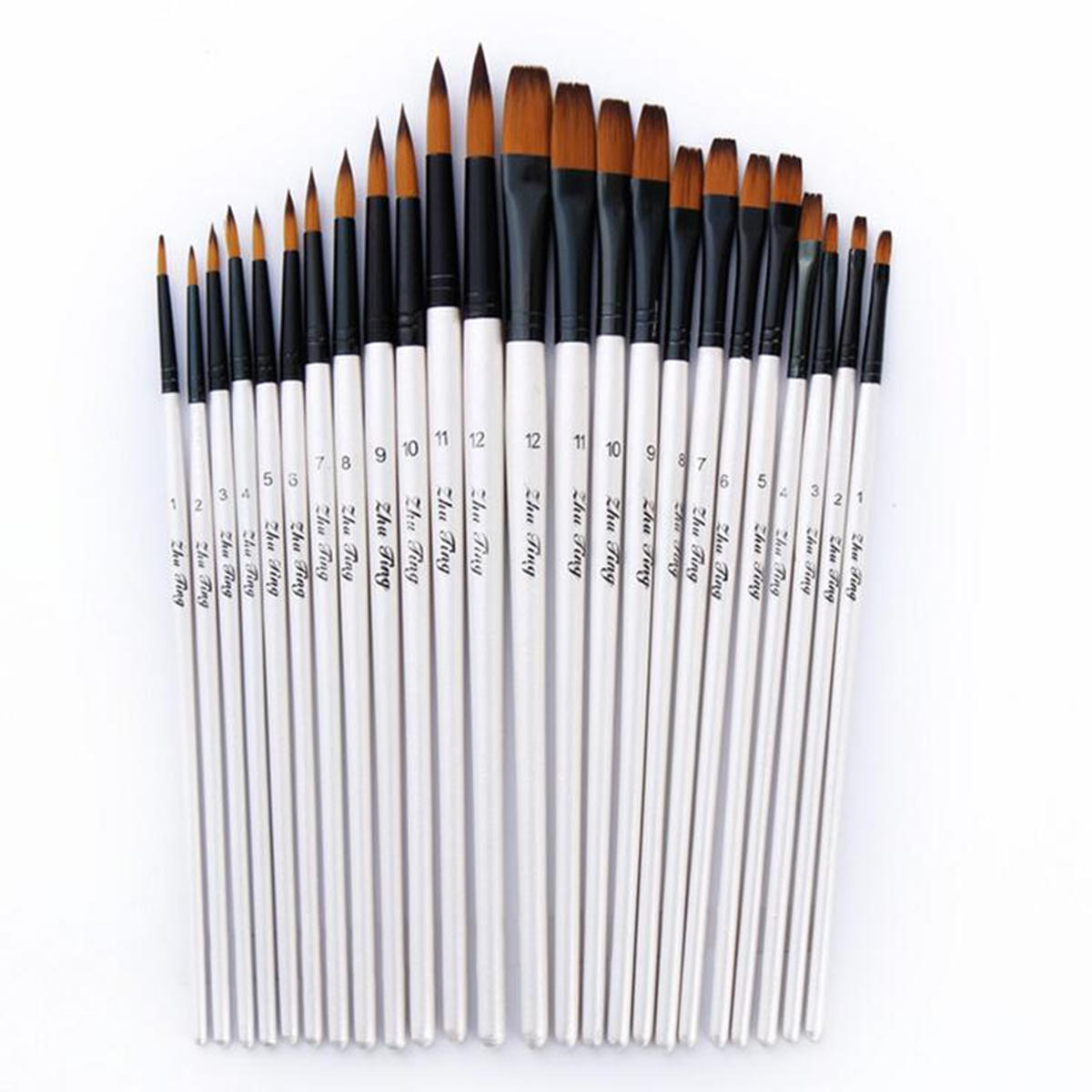 12 stks Nylon haar houten handvat schilderen borstel pen set voor leren diy olie acryl schilderen ar