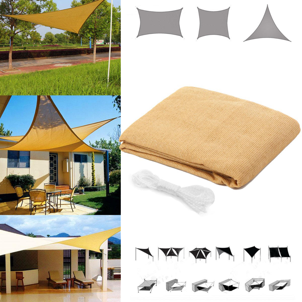Tente de quadrilatère/triangle pour la protection solaire, imperméable et anti-UV, avec auvent pour jardin, patio, camping extérieur.